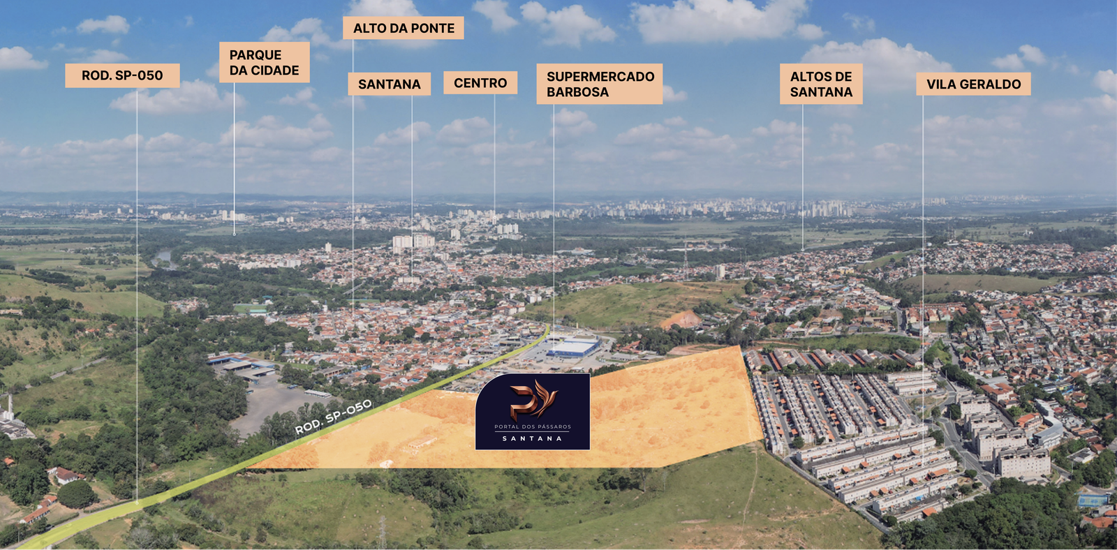 Localização do Portal dos Pássaros Santana e arredores de São José dos Campos